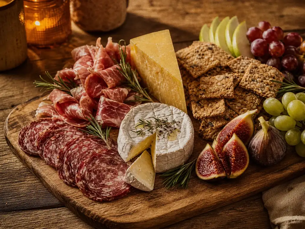 Planche apéritive et produits d'épicerie fine